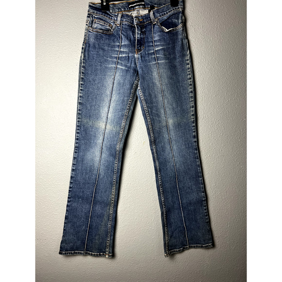 bebe Denim - Vtg Bebe Jeans Womens Size 32 Mid Rise Flare Seamed Sandblast Wash Y2K USA Retro